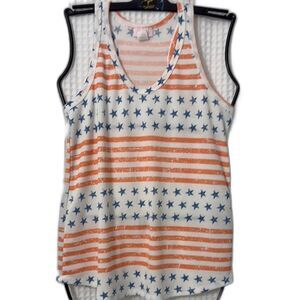 Pink Lily Pink/Redand White Striped Tank Top Size L